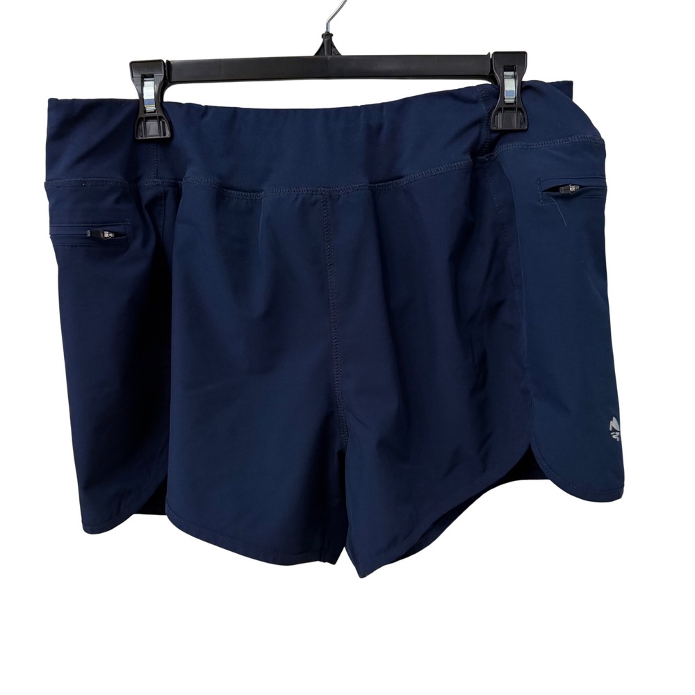 Ocean + Coast Athletic Shorts Large Navy Blue Zipper Pockets Recycled Blend